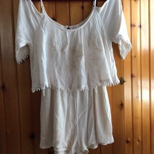 Cream off the shoulder romper